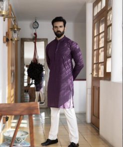 1PC Men’s Wear Schiffili Cotton Kurta IMIST15-Plum