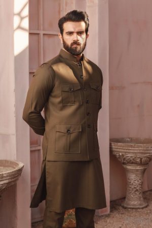 Men’s Wear Poly/Viscouse Waistcoat Emir Imist07W-Dark Olive