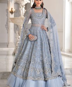 Maria B Couture Wedding Wear Ice Blue Dress MBMC-041IB