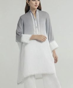 Sana Safinaz Basic Cotton Grey Top Imssbsp-179G 7 Ss22Bsp179A Imanistudio.com