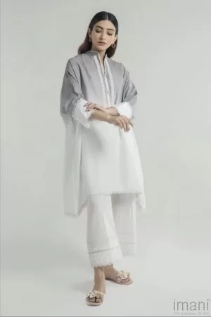Sana Safinaz Basic Cotton Grey&White Twin Set IMSSBSP-179G