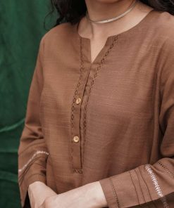 Zara Shahjahan Basic 2Pcs Kurta Suit Zszkt-1205-Light Brown 12 Zkt 1205B Imanistudio.com
