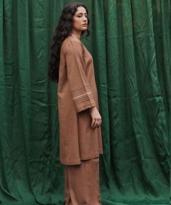 Zara Shahjahan Basic 2Pcs Kurta Suit Zszkt-1205-Light Brown 9 Zkt 1205D Imanistudio.com