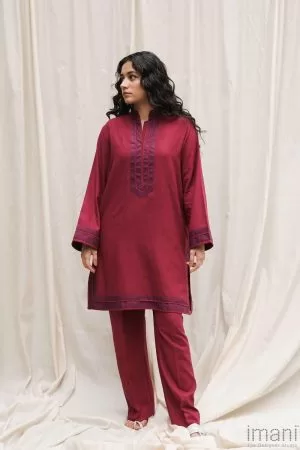 Zara Shahjahan Basic 2Pcs Kurta Suit ZSZKT-1207-Ruby Red