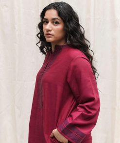Zara Shahjahan Basic 2Pcs Kurta Suit Zszkt-1207-Ruby Red 11 Zkt 1207A Imanistudio.com