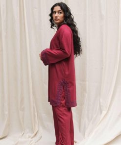 Zara Shahjahan Basic 2Pcs Kurta Suit Zszkt-1207-Ruby Red 8 Zkt 1207C Imanistudio.com