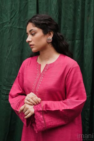 Zara Shahjahan Basic 2Pcs Kurta Suit Zszkt-1209-Hot Pink