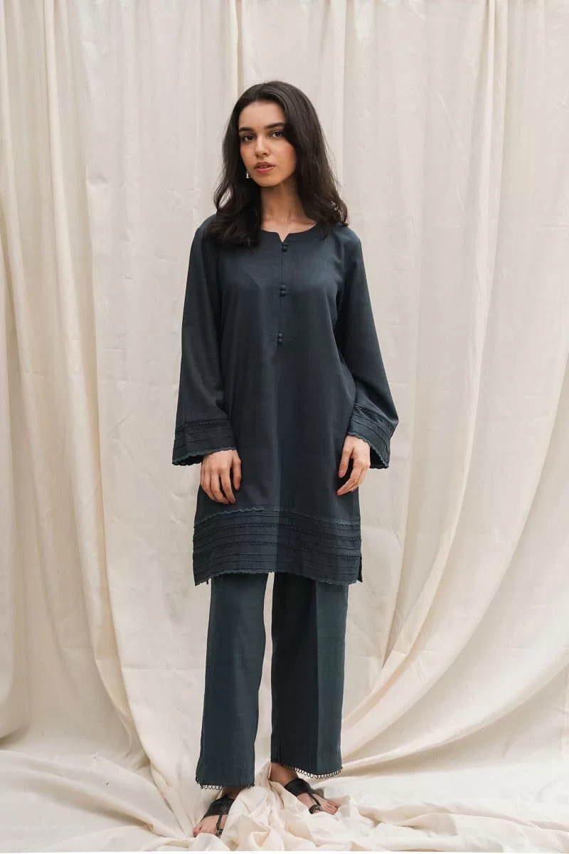 Zara Shahjahan Basic 2Pcs Kurta Suit Zszkt-1210-Dark Blue
