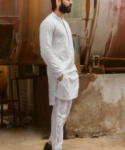 1Pcs Men’s Embroidered Cotton Kurta Imist43-White 5 3J1A8357 Imanistudio.com E1668873738211