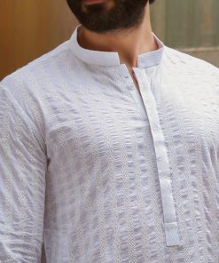 1Pcs Men’s Embroidered Cotton Kurta Imist43-White 6 3J1A8361A Imanistudio.com E1668873725929