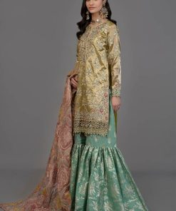 Maria.b Evening Wear Mbroidered Outfit Salmon/Leaf Green Mbds-2503Sl 7 D 3Side 1800X1800 Imanistudio.com E1675184775884
