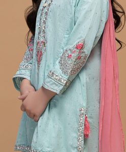 Maria.b Kid’s Wear Aqua Blue Gharara Suit Mbmkd-W2311Ab 9 Mkd Ef23 11 Bluec Imanistudio.com E1678299144249