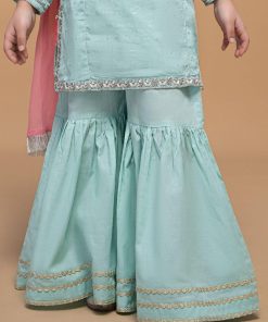Maria.b Kid’s Wear Aqua Blue Gharara Suit Mbmkd-W2311Ab 12 Mkd Ef23 11 Bluee Imanistudio.com E1678299119896