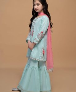 Maria.b Kid’s Wear Aqua Blue Gharara Suit Mbmkd-W2311Ab 8 Mkd Ef23 11 Bluef Imanistudio.com E1678299109186
