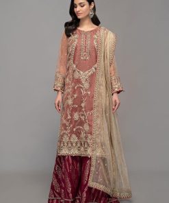 Maria.B Evening Wear Maroon/Beige Outfit MBSF-EF2310MB