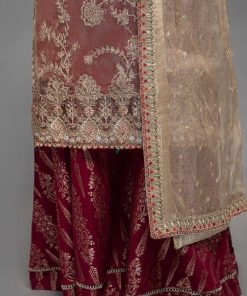 Maria.b Evening Wear Maroon/Beige Outfit Mbsf-Ef2310Mb 19 Sf Ef23 10 Maroonh Imanistudio.com E1678810083972