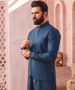 3Pcs Men’s Shalwar Kameez Silver Star Imist05-Dark Blue 10 3J1A3885 Imanistudio.com