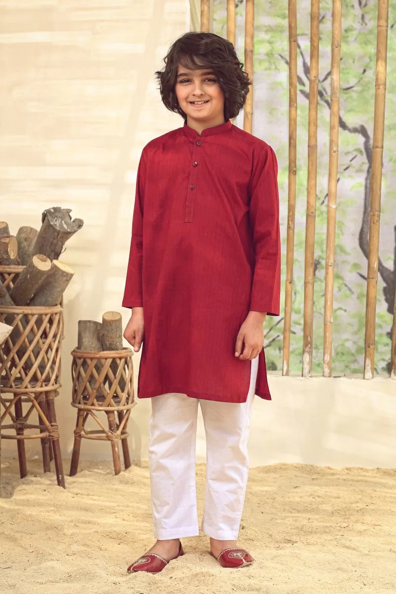 Boys 2Pc Kurta Trousers Maroon Suit Imist-100Mr