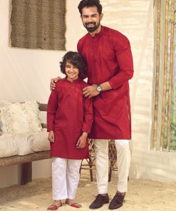 Boys 2Pc Kurta Trousers Maroon Suit Imist-100Mr 10 1Pc Men’s Wear Self-Jacquard Kurta Imist-78Maroon