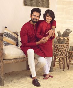 Boys 2Pc Kurta Trousers Maroon Suit Imist-100Mr 9 3J1A4077 Imanistudio.com E1680368686326