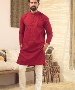 1PC Men’s Wear Self-Jacquard Kurta IMIST-78Maroon