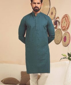 1PC Men’s Wear Self-Jacquard Kurta IMIST-79Teal Green