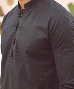 1Pcs Men’s Schiffili Embroidered Cotton Kurta Imist-66Black 9 3J1A4429 Imanistudio.com E1680531621540