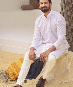 1Pcs Men’s Schiffli Embroidered Cotton Kurta Imist-70White 9 1Pcs Men’s Schiffli Embroidered Cotton Kurta Imist-70White