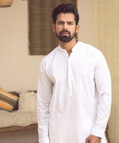 1Pcs Men’s Schiffli Embroidered Cotton Kurta Imist-70White 7 3J1A4466 Imanistudio.com E1680528800407