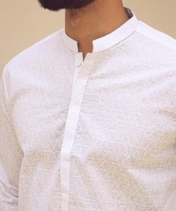 1Pcs Men’s Schiffli Embroidered Cotton Kurta Imist-70White 6 3J1A4470 Imanistudio.com E1680528791124