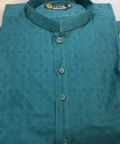 1Pc Men’s Wear Self-Jacquard Kurta Imist-79Teal Green 6 Img 7821 Imanistudio.com Scaled E1680527858616