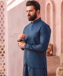 3Pcs Men’s Shalwar Kameez Silver Star IMIST05-Dark Blue
