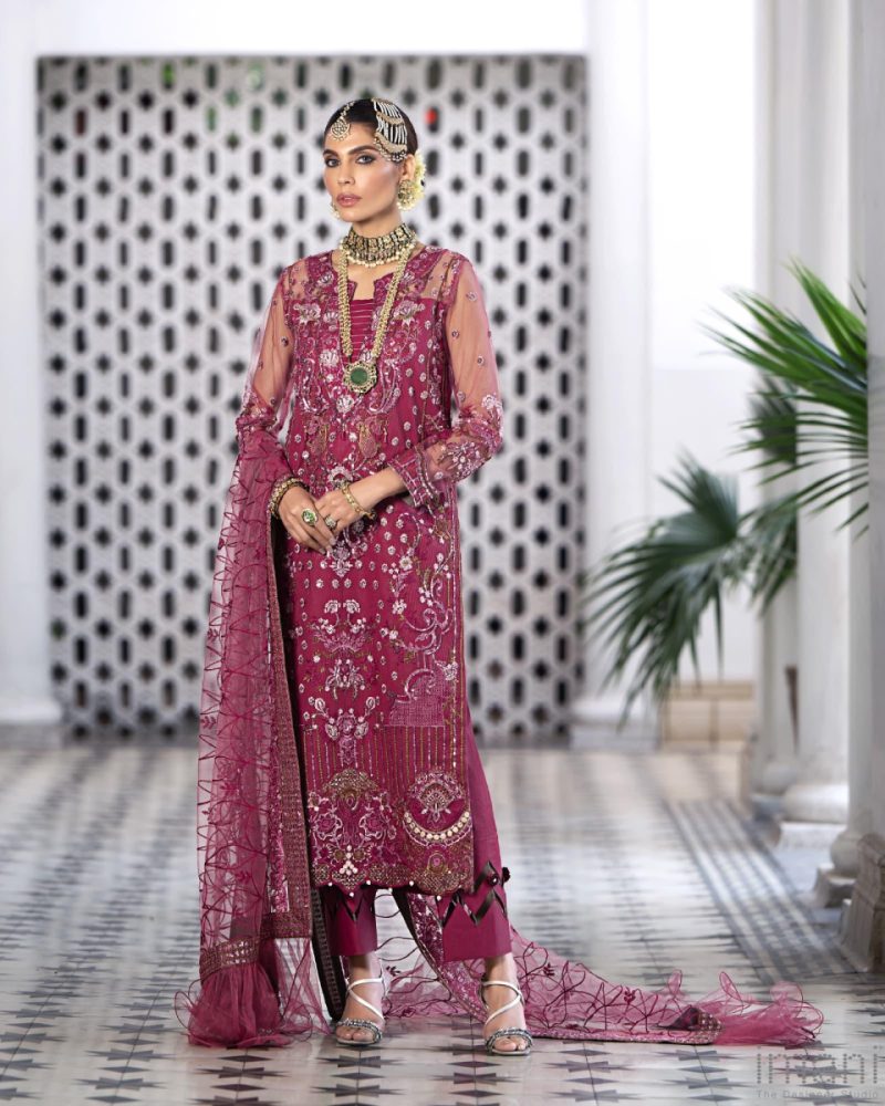Mehdi Luxury Pret Raspberry Outfit Mdfl-0123Orchid