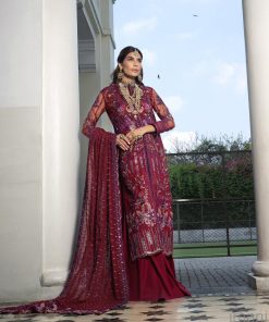 Mehdi Luxury Pret Maroon Outfit MDFL-0723Scarlet