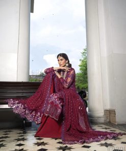 Mehdi Luxury Pret Maroon Outfit Mdfl-0723Scarlet 7 Mfl 007 Scarletb Imanistudio.com E1682091207323