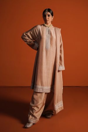 Zara Shahjahan Raw Silk Suit ZSZC-1891Gold