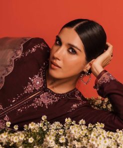 Zara Shahjahan Raw Silk Suit Zszc-1898Plum 10 Zc 1898B Imanistudio.com