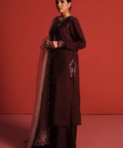 Zara Shahjahan Raw Silk Suit Zszc-1898Plum 8 Zc 1898C Imanistudio.com
