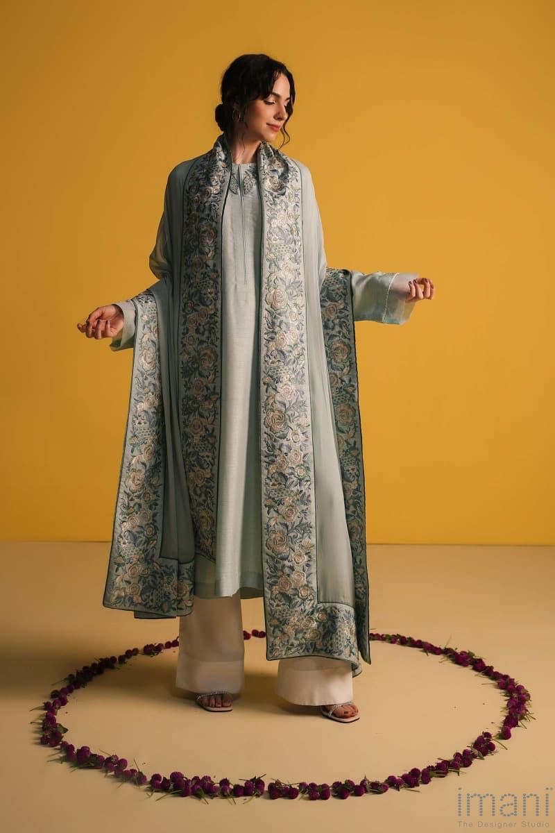 Zara Shahjahan Raw Silk Suit Zszc-1904Iceblue