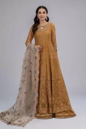 Maria.B Mbroidered Evening Wear Mustard MBDS-2606MD