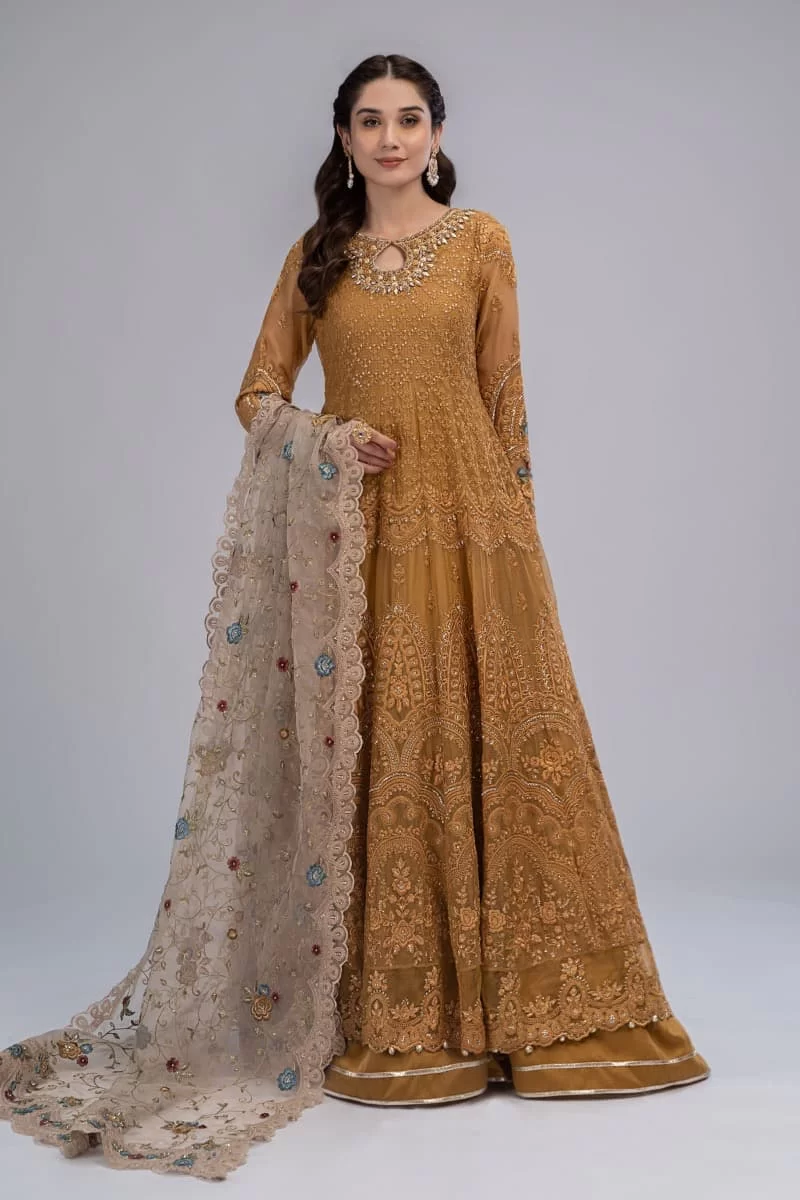 Maria.b Mbroidered Evening Wear Mustard Mbds-2606Md