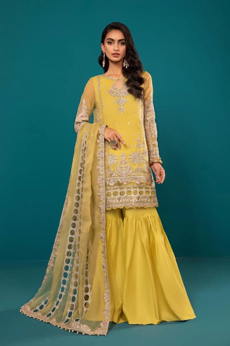 Maria.b Evening Wear Lime Yellow Outfit Mbsf-Ea2315Ly
