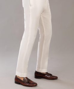 Mens Pure White Cotton Trousers IMIST-800B-WHT