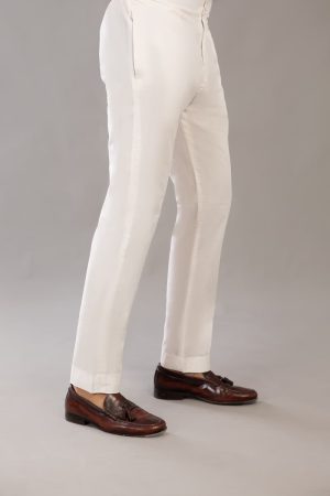 Mens Pure White Cotton Trousers IMIST-800B-WHT
