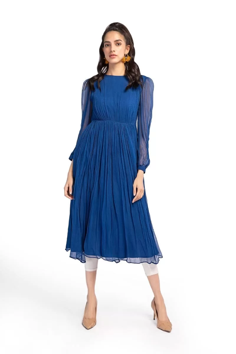 Maria.b Basics Chiffon Royal Blue Dress Mbea23-55Rb