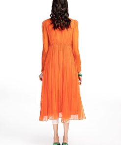Maria.b Basics Chiffon Orange Dress Mbea23-55Oe 8 Mb Ea23 55 Orangea Imanistudio.com