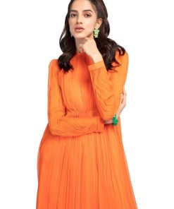 Maria.b Basics Chiffon Orange Dress Mbea23-55Oe 7 Mb Ea23 55 Orangeb Imanistudio.com
