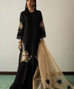 Zara Shahjahan Raw Silk Black/Cream Suit Zssl-1912Bc 7 Zc 1912 Imanistudio.com