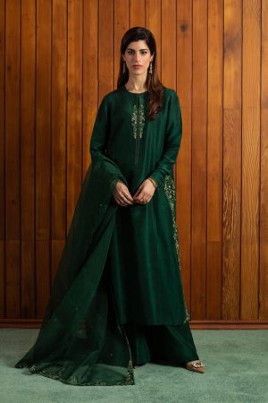 Zara Shahjahan Raw Emerald Green Suit Zssl-1917Eg