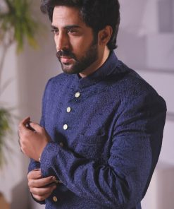 Premium Quality Classic Fit Sherwani Aaim24B50A-Navy 9 50Aa Imanistudio.com
